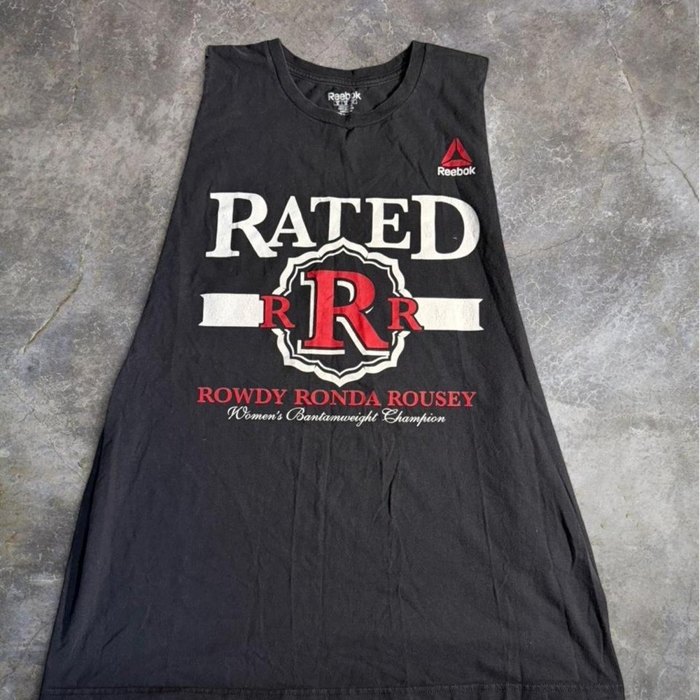 Reebok UFC Ronda Rousey Rated R Sleeveless Tank Top MMA Fight Gym Shirt XL